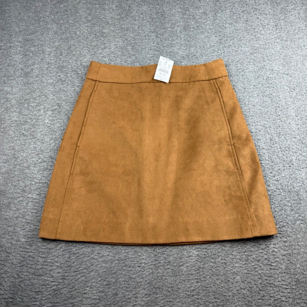 J.Crew Faux Suede Mini Skirt Women's 2 Walnut Brown A-Line Pocket BC892 NEW